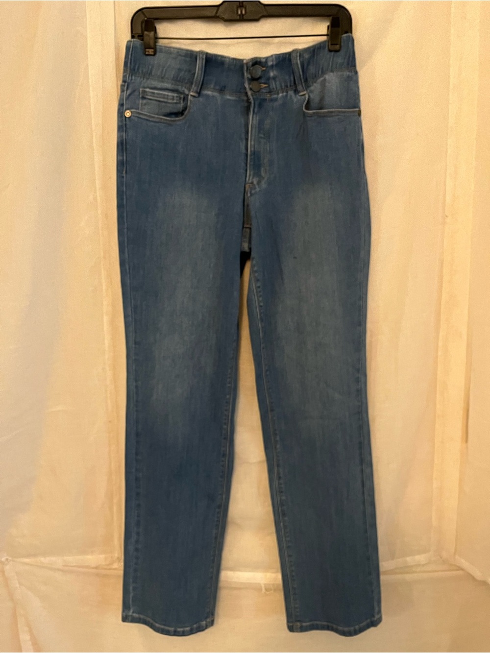Susan Graver Blue Straight-Leg Stretch Jeans